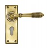 Reeded Lever Euro Set - Aged Brass