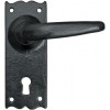 Oak Lever Lock Handle Set - Black