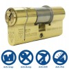 35/35 3 Star Double Euro Cylinder Polished Brass