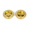60mm Art Deco Round Pull Privacy Set - Polished Brass