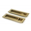 175mm Art Deco Rectangular Pull Privacy Set - Aged Brass