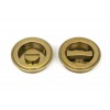 60mm Art Deco Round Pull Privacy Set - Aged Brass