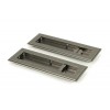 175mm Art Deco Rectangular Pull Privacy Set - Pewter