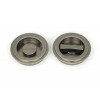 60mm Art Deco Round Pull Privacy Set - Pewter
