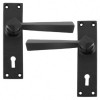 Straight Lever Lock Door Handle Set - Black 