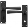 Straight Lever Bathroom Door Handle Set - Black 