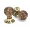 Rosewood Beehive Mortice/Rim Knob Sets - Aged Brass Roses