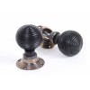 Ebony Beehive Mortice/Rim Knob Sets - Aged Brass Roses