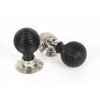 Ebony Beehive Mortice/Rim Knob Sets - Polished Nickel Roses