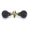 Ebony Beehive Mortice/Rim Knob Sets - Polished Brass Roses