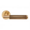 Varese Knurled Lever Handle on Rose - Satin Brass