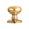 Mushroom Mortice Knob Concealed Fix Unsprung - Polished Brass