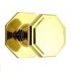 Octagonal Centre Door Knob - Polished Brass