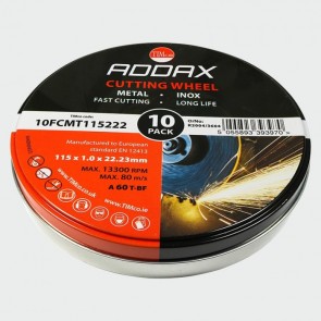 115 x 1 x 22mmØ Addax Flat Discs - For Cutting (Pack of 10)