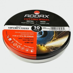 115 x 1 x 22mmØ Addax Flat Discs - For Cutting (Pack of 10)