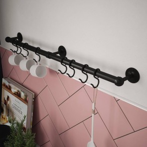 19mm x 1000mm Round Utensil Rail Kit - Matt Black