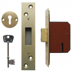 5 Lever Deadlock 50mm - Polished Brass