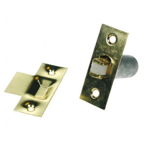 Adjustable Nylon Roller Catch - Polished Brass 