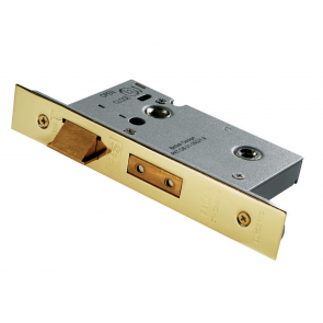 Heavy Duty Bathroom Mortice Lock 2.5" - PVD Brass