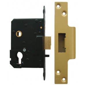 Euro Fire/Hotel Lock 76mm - Polished Brass