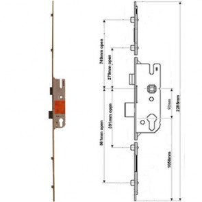 GU 4 Rollers 92 Centres UPVC Lock 35mm Backset