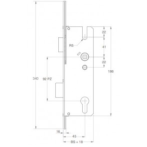 Winkhaus Standard 92mm cc Espag Lock (16mm Face Plate) - 45mm b/s