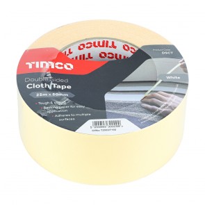 Double Sided Cloth Tape White - 50mm x 25m
