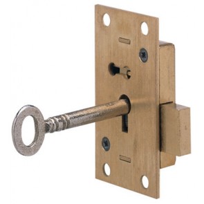 Straight cupboard rim lock with deadbolt