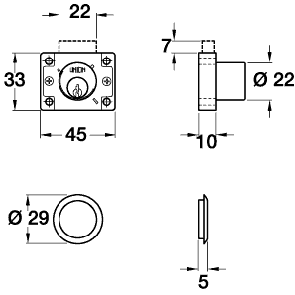 Cyl Drw/cupboard Rim Lock Diff