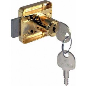 Rim lock, ø 18 mm cylinder, 26 mm backset, right handed, random key changes