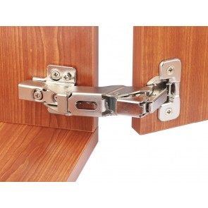 Metalla 310 155° Full Overlay Kitchen Hinge & 2mm Mounting Plate (Pair) - Nickel Plated