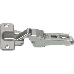125º hinge for 24º or 14º negative angle corner applications, ø 35 mm cup, screw fixing, click on arms