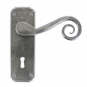 Unsprung Monkeytail Lever Lock Set - Pewter