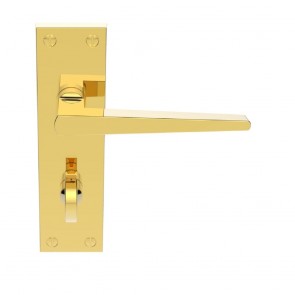 Victorian Contemporary Lever Bathroom Handle - Polished Brass