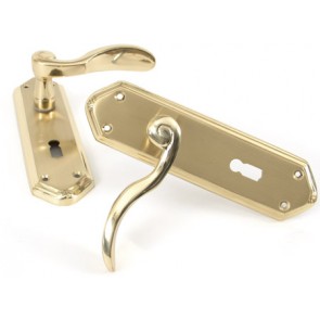 Contract Range Ventworth Lever Lock Handle - Satin/Polished Brass