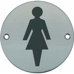 Female Toilet Sign - Satin Stainless Steel 