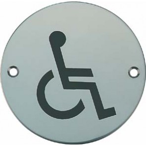Disabled Toilet Sign - Satin Stainless Steel 