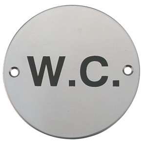 W.C. Graphic Sign - Satin Stainless Steel