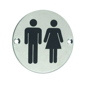 Unisex Toilet Sign - Satin Stainless Steel 