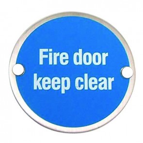 Fire Door Keep Clear Sign - Satin Stainless Steel 