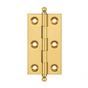 63 x 50 Ball Finial Hinge (PR) With Screws - Polished Brass