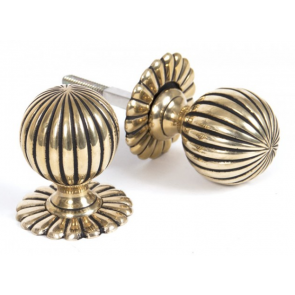 Flower Mortice Knob Set - Polished Brass