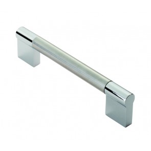 Keyhole Bar Handle, 172mm (160mm cc) - Satin Nickel / Polished Chrome