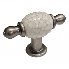 Antique Steel Crackle Glaze Knob Porcelain