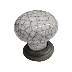 Antique Steel Porcelain Mushroom Pattern Knob