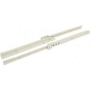 Drawer runners, single extension, 25 kg capacity, base mounting, cream-white finish