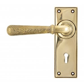 Hammered Newbury Lever Handles - Aged Brass