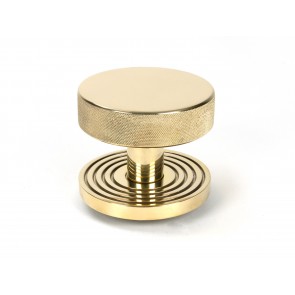Brompton Centre Door Knob (Beehive) - Polished Brass
