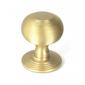 Beehive Centre Door Knob - Satin Brass