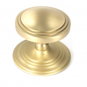 Art Deco Centre Door Knob - Satin Brass